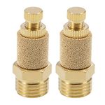 sourcingmap Top Adjustable Pneumatic Air Exhaust Silencer Muffler Copper 1/4 BSPT Gold Tone 2pcs