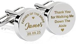 Cufflinks for Men Personalised Cufflinks Engraved for Wedding Anniversary Fathers Day Best Man Groomsmen Usher Husband Father of the Bride Customised Gifts for Him with Box (Design 2)