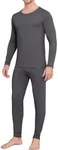 Ekouaer Men Thin Thermal Underwear Set Soft Long Johns Set 2 Pcs Warm Base Layer Top & Bottom for Cold Weather Dark Grey XL