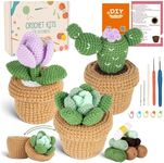 MJARTORIA Crochet Set for Beginners Animals, Crochet Knitting for Beginners Set with Instructions Crochet Hooks Yarn, Creative Knitting Set Craft Set Adults Children Gift (Brown, Green, Purple)