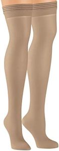 Collections Etc Non-Run Compression Thigh High Stockings - 3 Pairs