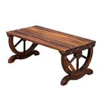 Outvita Wooden Garden Bench, Outdoor Rustic Wagon Wheel Bench with Carbonized Finish & Fir Construction for Garden Porch Backyard Patio Park, Seats 2 Person Brown