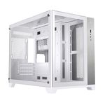 iONZ PC Gaming Case Micro ATX Mid Tower - Dual Chamber Dynamic Series | White Airflow Tempered Glass (Compact Edition V2 - No Fans)