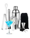 Professional 9 Piece Cocktail Shaker Set with Storage Bag Stainless Steel Mixware Kits with 750ml Cocktail Shaker Filter for Home, Bar, Party and Gift，Cocktail Kit Suitable for Gift Giving