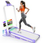 Walking Pad Treadmill with 15% Incline/RGB Light/Dual Screen Display, 3.5HP Treadmills for Home, Portable Walking Pad with Handle Bar and 4 Adjustable Incline Exercise Equipment