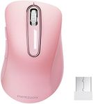 memzuoix 2.4G Wireless Mouse, 1200 DPI Mobile Optical Cordless Mouse with USB Receiver, Portable Computer Mice Wireless Mouse for Laptop, PC, Desktop, MacBook, 5 Buttons (Pink)