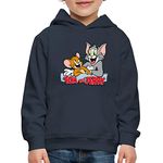 Spreadshirt Tom and Jerry Happy Friends Kids' Premium Hoodie, 134/146 (9-11 Years), Navy