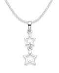 Heather Needham Sterling Silver Double Star necklace on 18" curb chain - SIZE: 18mm. Gift boxed double star neclace 8102/18/B41