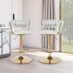 Creative Seating System Set of 2 Bar/Kitchen Chairs 360 Degree Rotatable Swivel Golden Plated Velvet bar Stool/Chair