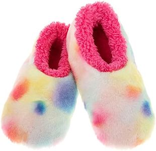 Snoozies! Tie Dye Cotton Candy Womens Slippers, Super Soft Sherpa Fleece, Non Slip Sole - Ladies Sizes 3-7, Magenta, Large