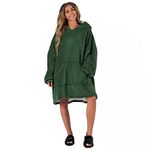 Sienna Hoodie Blanket Oversized Ultra Soft Plush Sherpa Fleece Wearable Warm Throw Blanket Cosy Giant Sweatshirt - Forest Green