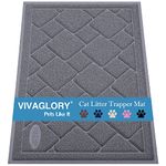 VIVAGLORY Cat Litter Tray Mat, Durable Litter Box Mat Kitty Litter Mats, 35"×23" Catch Litter Rug, Stay in Place, Keep Floors Clean, Traps Litter from Box, Grey-Chic Pattern