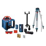 BOSCH REVOLVE900 GRL900-20HVK Exterior 1000ft Range Horizontal/Vertical Self-Leveling Cordless Rotary Laser Kit with Tripod, 8ft Grade Rod and Laser Receiver , Black