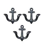 Facaler Nautical Anchor Design Wall Hooks Vintage Rustic Cast Iron Coat Hooks Rack Decorative Wall Mounted Antique Hanger (3 Pack)