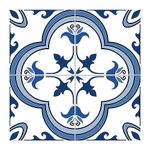 Adreamer90 Blue-White Wallpaper Tile Stickers 6X6 in Peel and Stick On Backsplash Tiles,2D Vinyl Decorative Wall Tile Decals for Kitchen,Bathroom,Laundry,Shower Decor