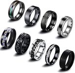 EIELO 9Pcs Stainless Steel Band Rin