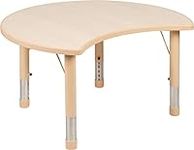 Flash Furniture Wren 25.125"W x 35.5"L Crescent Natural Plastic Height Adjustable Activity Table