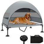 Elevated Dog Bed with Canopy, Raised Outdoor Dog Cot Bed with Upgraded Stable Anti-Slip Feet, Portable Pet Cot Bed with Removable Wide Canopy Shade Tent, Raised Dog Bed for Large Dog Indoor Outdoor-XL