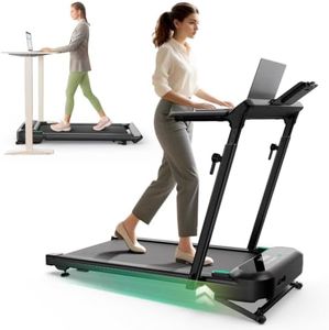 UREVO Foldable Treadmill with Adjustable Laptop Desk, 12% Auto Incline