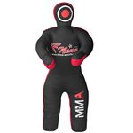 MMA Grappling Dummy, for Judo, Wrestling, Brazilian Jiu Jitsu, Submission and Throwing UNFILLED Canvas Bag (Black Red, 47 Inches (4 feet))