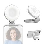 Digitek (DRL 3W) Magnetic Selfie Ring Light with Makeup Mirror, 3 Color Modes 2700K, 5600K, 7500K, 360° Rotation & 180° Pan, Type-C, Use with Smartphones, Laptops & Tabs for Vlogs, Meetings & Makeup