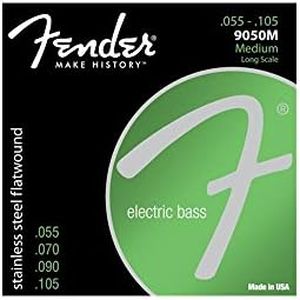 Fender 9050M Stainless Steel Flatwound Long Scale Electric Bass Guitar Strings - Medium