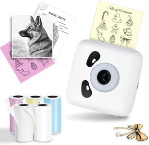 BORN4SHIP Mini Sticker Printer with 5 Roll Thermal Paper - 300Dpi Portable Sticker Maker Machine for Kids Scrapbook/DIY/Journal/Travel/Photo, Compatible with iOS & Android