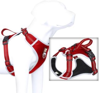 La Bonega® Premium Oxford Material Dog Harness | No-Pull Adjustable Pet Harness with 3M Night Reflective Dog Belt | Easy Control Body Belt | Easy Walking Dog Chest Belt - No Choking (Red, XLarge)