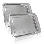 2-Pack Stainless Steel Trays - 13.5"x10" Romlon Tattoo Trays Dental Trays & Lab Instrument Trays - Perfect for Kitchen, Baking, Hair Salon, Bathroom, and Pet Care