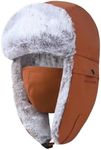 GADIEMKENSD Winter Trapper Hat for Women and Kid Warm Russian Gas Ushanka for Men Snow Ski Clothes Hunting Trooper Hat with Earflaps Chin Strap Windproof Face Mask Faux Fur Aviator Warm Hat Camel L