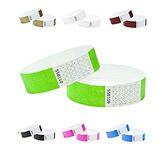 Tyvek Wristbands 3/4 inch 100 Pack, Paper Like Bracelets Used for Events, Nightclubs, waterparks etc. (Neon Green)