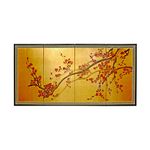 Oriental Furniture Good Great Best Art Gift Ideas for Her, 18 by 36-Inch Japanese Plum Blossom Gold Leaf Folding Screen Painting