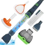 All in ONE Rechargeable Pool & Spa Vacuum 90 Mins Working for Hot Tub, Small Above Ground&Inground Pool, Magnetic Drive Tech, Spa Skimmer Net, Brush, Fine Mesh Filter, Oil Absorber