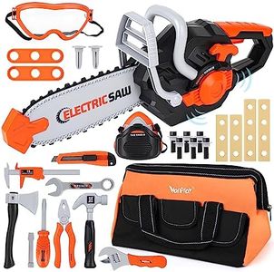 Toy Chainsaw for Kids - Kids Tool Set Pretend Play Construction Toys Kit with Tool Bag, Chainsaw Tool Set Outdoor Preschool Gardening Gift toys for 3 4 5 year old Boys & Girls