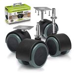 Slipstick CB681 50mm (2 Inch) Floor Protector Rubber Caster Wheels (Set of 4) 5/16 Inch Stem or Top Plate Mounting Options - Black/Gray