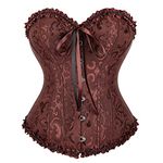 Grebrafan Plus Size Overbust Corset Classic Bustier Bodyshaper Top (UK(14-16) 2XL, Brown)