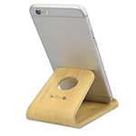 kalibri Wooden Phone Stand - Universal Mobile Phone and Tablet Holder Made of Real Wood - For Desk, Bedside Table, Night Stand - Light Brown Bamboo