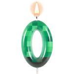 TNT Themed Birthday Dynamite Candles for Cake, Green Number Birthday Candles Pixel Birthday Candles TNT Cake Toppers for Birthday Wedding Baby Shower Video Game Party Supplies Decoration (Number 0)