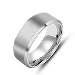 Jewelry 8mm Stainless Steel Black Wedding Rings Bands for Mens and Womens - (Silver Size 10)