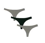 Glus Women Cotton Thong Panties for Everyday Wearing Solution of Panty Lines Under Fitted Outfits Like Jeans,Jaggings,Yoga Pants Combo Pack of 3 (4XL, Grey-Black)