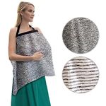 Bebe au Lait Zip & Switch Nursing Cover- Premium Cotton Breastfeeding Cover for Mom, Privacy Nursing Cover for Breastfeeding,Breathable Nursing Cover Up, One Size Fits All -Grey & Stripes (Pack of 2)