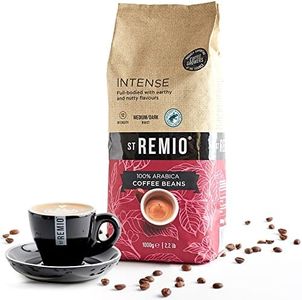 St Remio Intense Coffee Beans 1kg. Medium Dark Roasted Bean. Arabica Strong Coffee Beans for Long Black, Latte, Cappuccino, Espresso Coffee Machines. Rainforest Alliance Certified Roasted Coffee