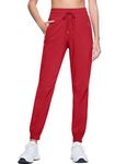 MAGCOMSEN Women's Cargo Joggers Summer Lightweight Workout Quick Dry Water Resistant Outdoor with Pockets Rose Red, 2XL