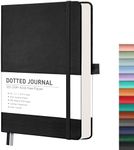 RETTACY Dotted Notebook - A5 Dotted Grid Journal with 256 Pages,120gsm Thick Paper,8 Perforated Pages,Smooth PU Leather,Inner Pocket,5.75'' × 8.38''