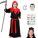 Sarvda Halloween Vampire Dress for Boys and Girls | Vampire Costume with Dracula Mask | Dracula Teeth | Makeup Tattoo |Role Play Horror Haunted Theme Party | For 3 to 4 Year Boys & Girls