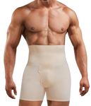 Gotoly Men Tummy Control Shorts Slimming Body Shaper High Waist Compression Boxers Briefs Shapewear Pants (Beige,XXL)