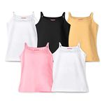 Real Basics Girl's Regular Fit Camisole (Rb-G-Slip-P5-9-10 Year-Set2_Multicolor_9 Years-10 Years)