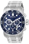 Invicta Stainless Steel Pro Diver - Scuba Chronograph Blue Dial Analogue Watch For Men - 70, Silver Band