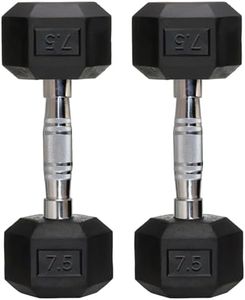 FITRXX Rubber Coated Hexa Dumbbell Set (7.5 kg Pair) | Professional Exercise Dumbbells for Men & Women | Home Gym Equipment for Full Body, Upper & Lower Body Strength Training | Anti-Slip Handle