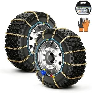 AutoFixing Snow Chains - Tire chains for cars, trucks, and SUVs, with quick 1-minute installation. Titanium-enhanced high-carbon manganese steel for outstanding wear resistance.Set of 2(HLN130)